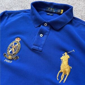Mens Polo Ralph Lauren Big Pony Polo Shirt Size Medium Slim Fit Royal Blue